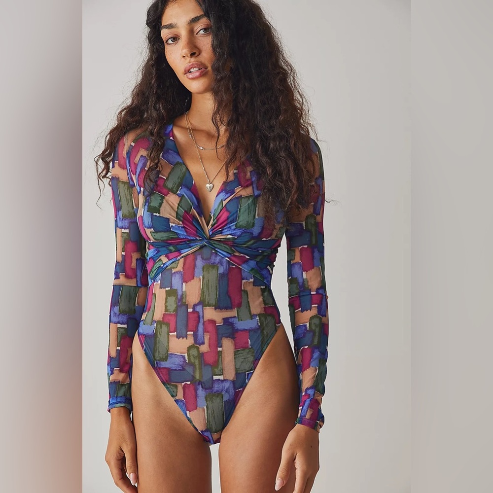Only Hearts Mosaic Mesh Twist Bodysuit NWT - Medium
